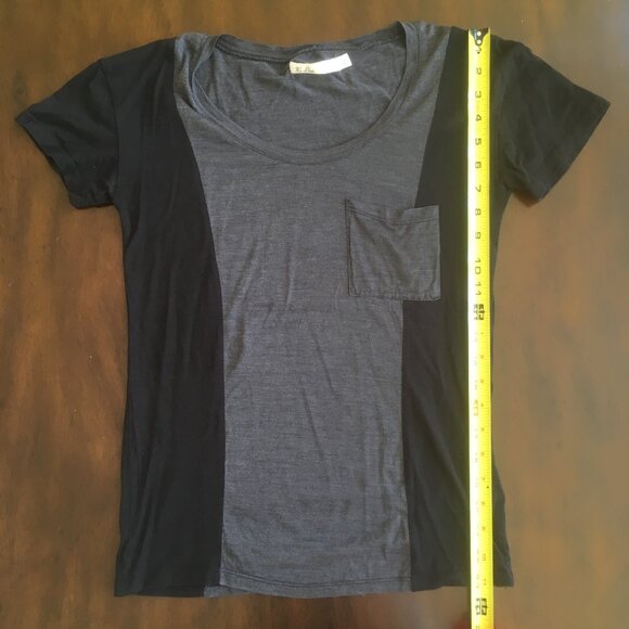 Madewell Silk Basic T Shirt XS Small Black Gray Colorblock Pocket Hi Line Tee - Picture 6 of 9